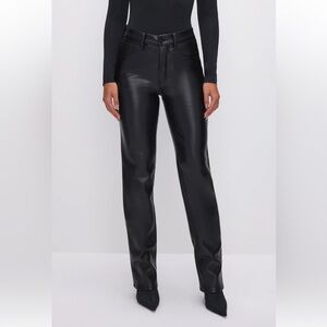 Good American Good Icon Black Faux Leather Pants